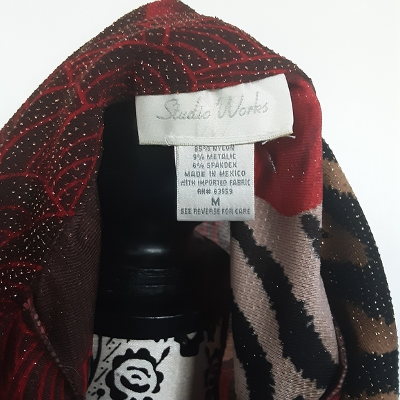 RED HIBISCUS & TIGER STRIPE BLOUSE M - Picture 5 of 5